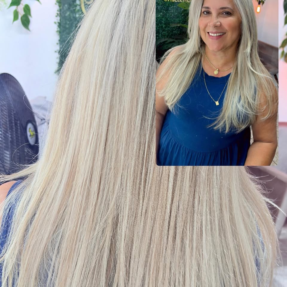 Cabelo loiro com comprimento